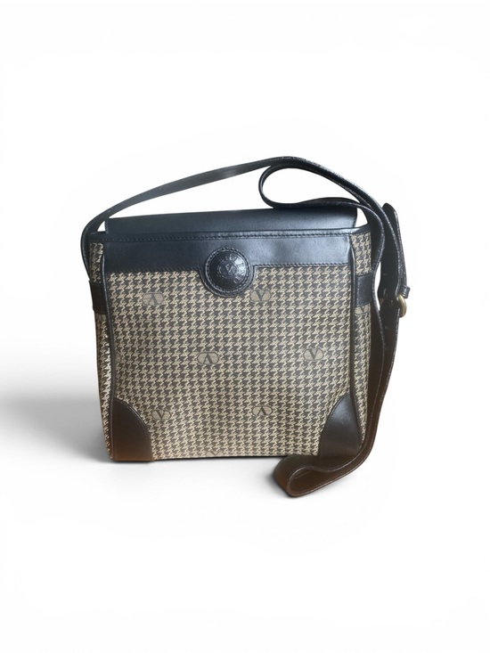 Valentino Garavani Handbags - Valentino Garavani Houndstooth Canvas & Leather Crossbody Vintage Bag